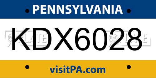 KDX6028 Pennsylvania License Plate