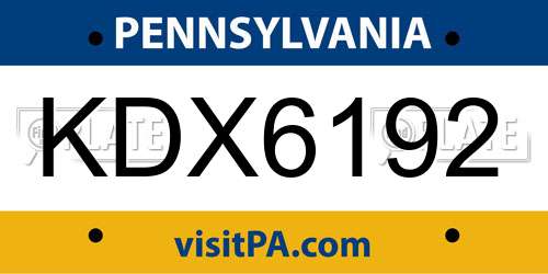 KDX6192 Pennsylvania License Plate