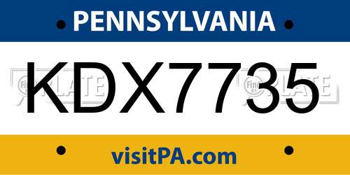 KDX7735 Pennsylvania License Plate