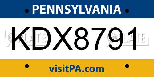 KDX8791 Pennsylvania License Plate