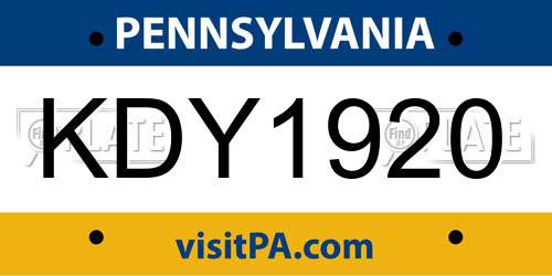 KDY1920 Pennsylvania License Plate