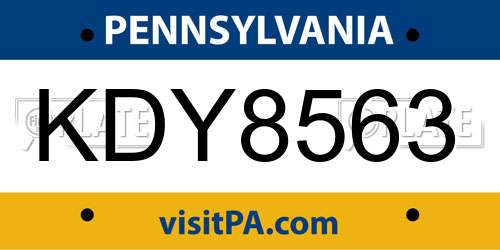KDY8563 Pennsylvania License Plate
