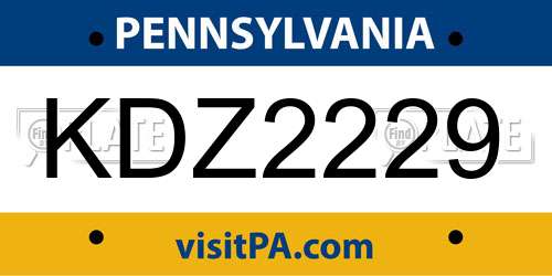 KDZ2229 Pennsylvania License Plate