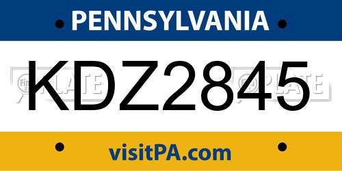 KDZ2845 Pennsylvania License Plate