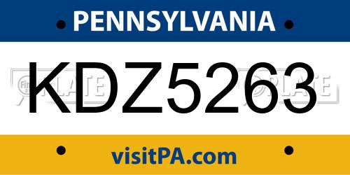KDZ5263 Pennsylvania License Plate