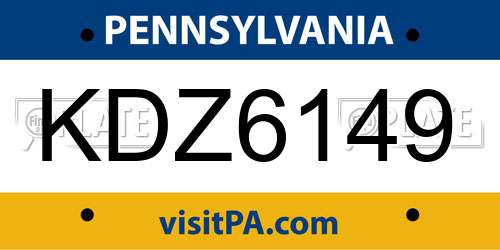 KDZ6149 Pennsylvania License Plate
