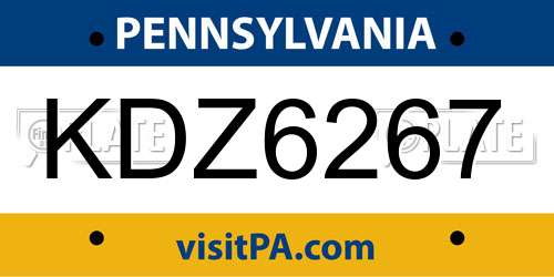 KDZ6267 Pennsylvania License Plate
