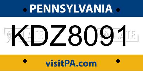 KDZ8091 Pennsylvania License Plate