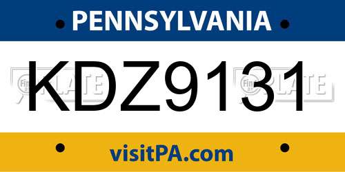 KDZ9131 Pennsylvania License Plate
