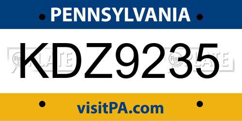 KDZ9235 Pennsylvania License Plate