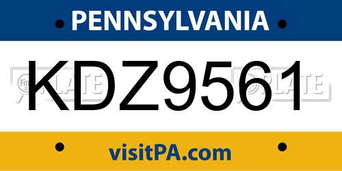 KDZ9561 Pennsylvania License Plate