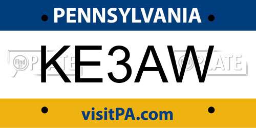 KE3AW Pennsylvania License Plate