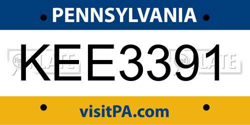 KEE3391 Pennsylvania License Plate