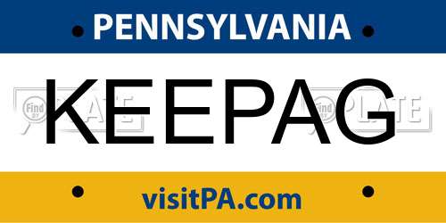 KEEPAG Pennsylvania License Plate