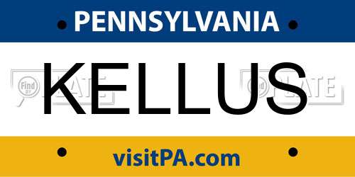 KELLUS Pennsylvania License Plate