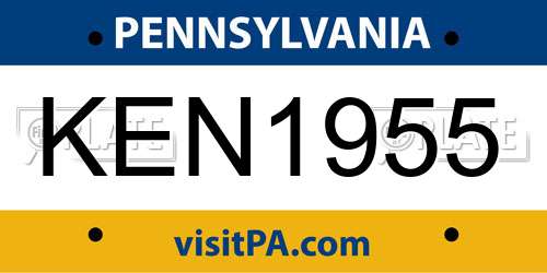 KEN1955 Pennsylvania License Plate