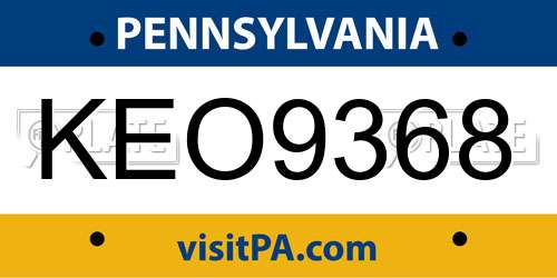 KEO9368 Pennsylvania License Plate