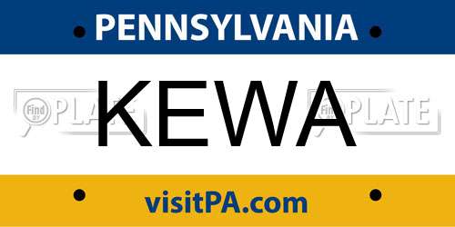 KEWA Pennsylvania License Plate