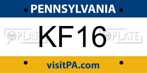 KF16 Pennsylvania License Plate