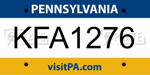 KFA1276 Pennsylvania License Plate