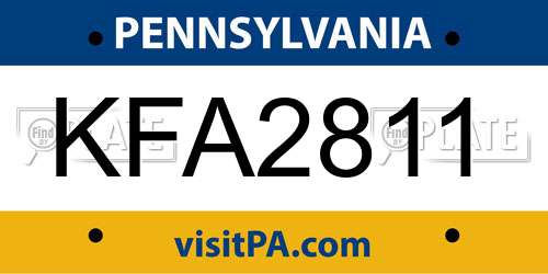 KFA2811 Pennsylvania License Plate