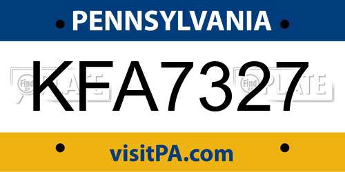 KFA7327 Pennsylvania License Plate