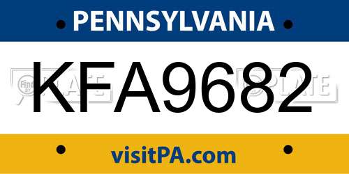 KFA9682 Pennsylvania License Plate