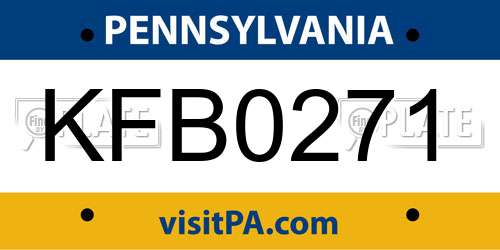 KFB0271 Pennsylvania License Plate