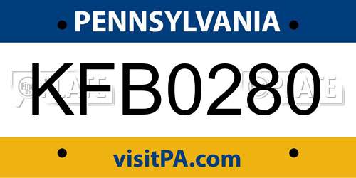 KFB0280 Pennsylvania License Plate