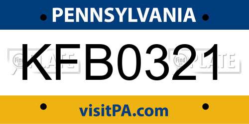 KFB0321 Pennsylvania License Plate