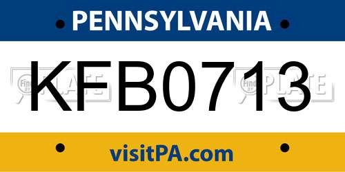 KFB0713 Pennsylvania License Plate