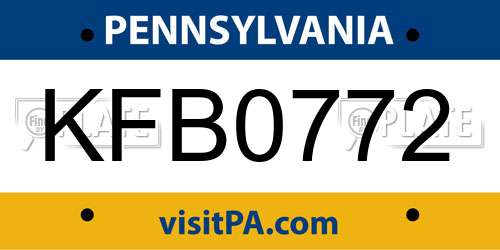 KFB0772 Pennsylvania License Plate