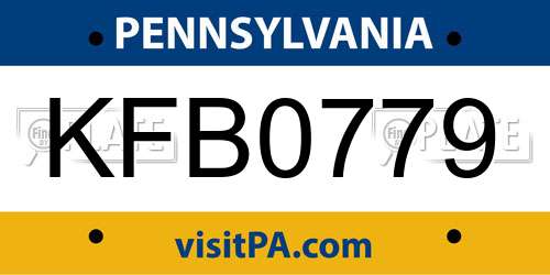 KFB0779 Pennsylvania License Plate