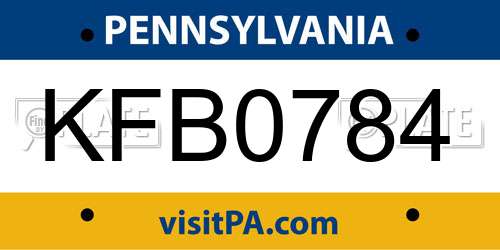 KFB0784 Pennsylvania License Plate