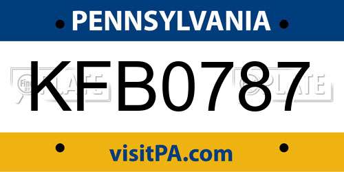 KFB0787 Pennsylvania License Plate