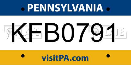 KFB0791 Pennsylvania License Plate