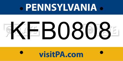 KFB0808 Pennsylvania License Plate