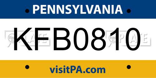 KFB0810 Pennsylvania License Plate
