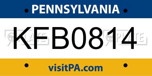 KFB0814 Pennsylvania License Plate