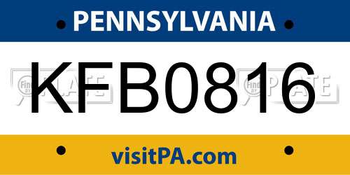 KFB0816 Pennsylvania License Plate