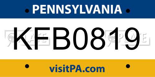 KFB0819 Pennsylvania License Plate