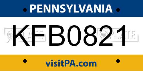 KFB0821 Pennsylvania License Plate