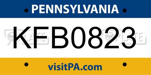 KFB0823 Pennsylvania License Plate