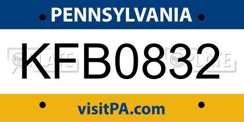 KFB0832 Pennsylvania License Plate