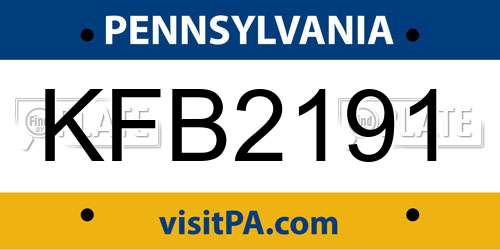 KFB2191 Pennsylvania License Plate