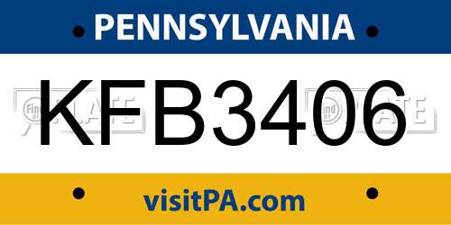 KFB3406 Pennsylvania License Plate