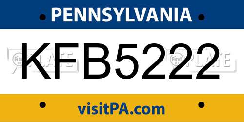 KFB5222 Pennsylvania License Plate