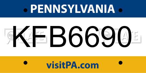 KFB6690 Pennsylvania License Plate