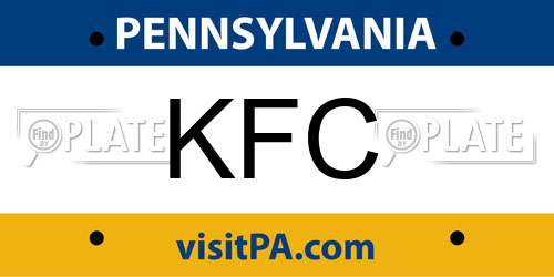 KFC Pennsylvania License Plate