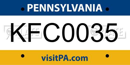 KFC0035 Pennsylvania License Plate